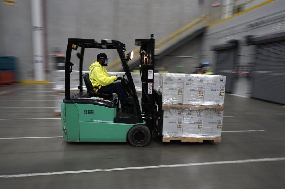 Pfizer vaccines being transported